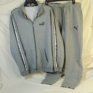 Puma Men's Gray Joggers with Logo